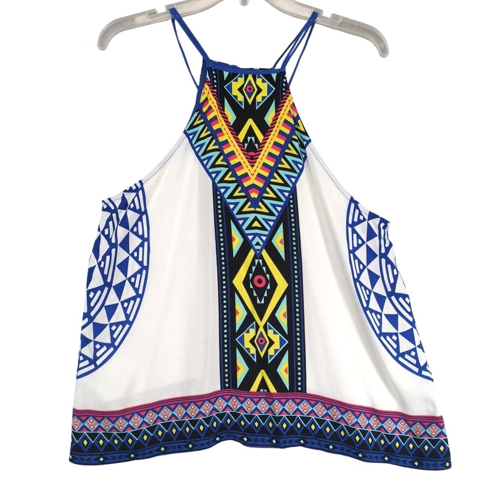 Sweet Wanderer Southwestern Halter Top Womens M Strappy Flowy Boho Art Festival